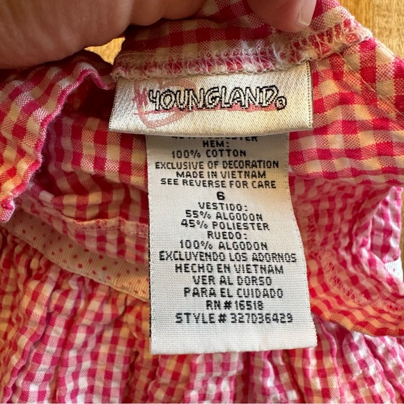 VINTAGE floral embroidered pink checkered girls summer dress size 6 - Picture 6 of 7